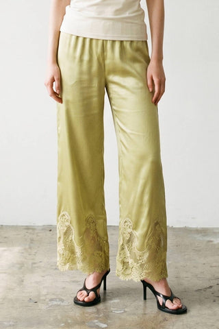 Pistachio Satin Cropped Pants