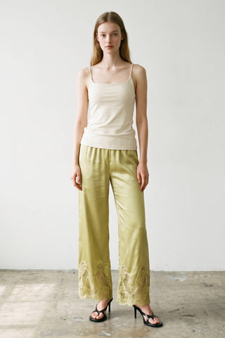 Pistachio Satin Cropped Pants