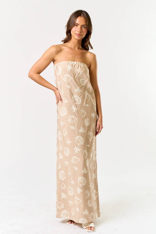 Seaside Shell Strapless Maxi Dress