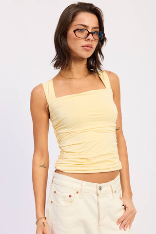 Honeydew Shirred Knit Tank