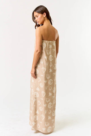 Seaside Shell Strapless Maxi Dress
