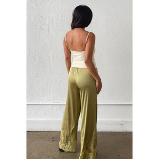 Pistachio Satin Cropped Pants