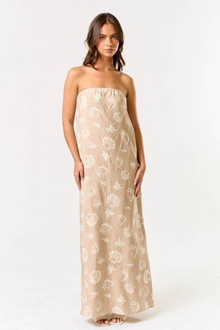 Seaside Shell Strapless Maxi Dress